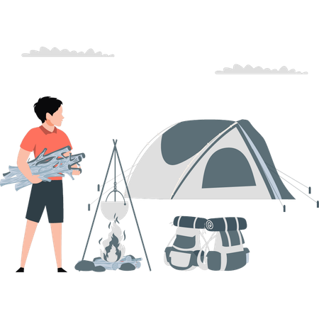 Travel camping at forest  Illustration