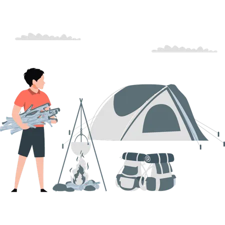 Travel camping at forest  Illustration