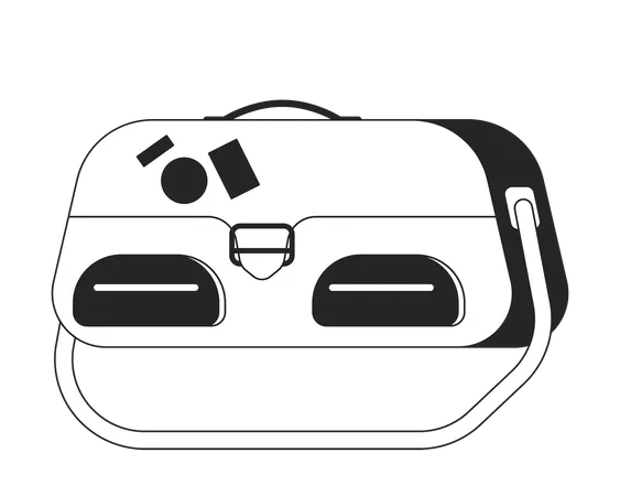 Travel Handbag Flat Monochrome Isolated Vector Object Hand Bag With Luggage Stickers Tourism Editable Black And White Line Art Drawing Simple Outline Spot Illustration For Web Graphic Design Illustration