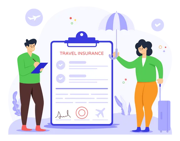 Travel Insurance Illustration Designed In Flat Style Illustration