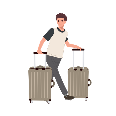 Travel Man with Carry On Luggage  Illustration