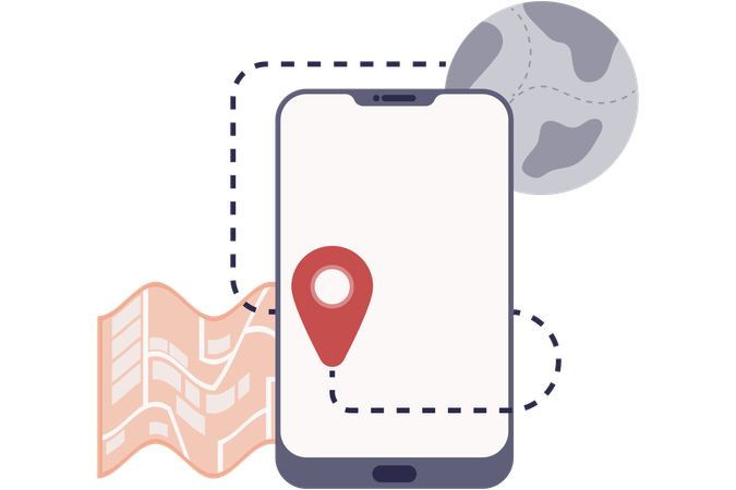 Travel map application on smartphone  Illustration