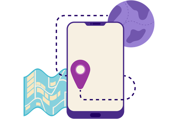 Travel map application on smartphone  Illustration