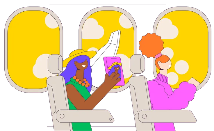 Travel On A Plane Illustration Illustration