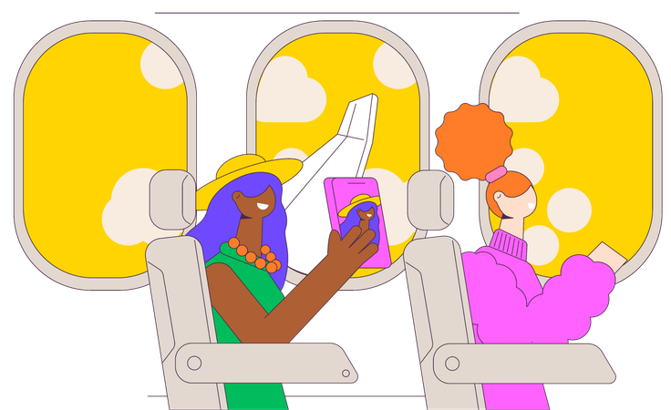 Travel On plane  Illustration