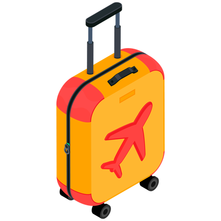 Travel Suitcase  with Airplane  Illustration