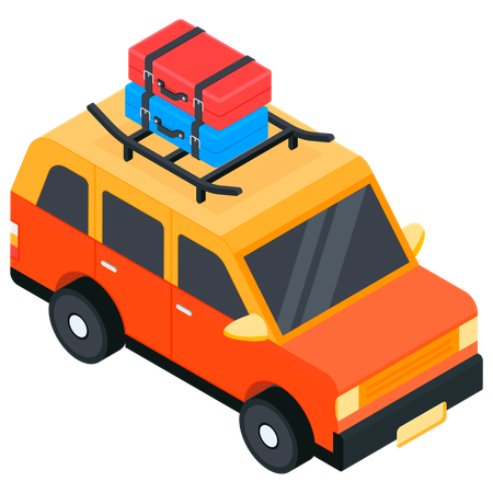 Travel SUV with Luggage  Illustration