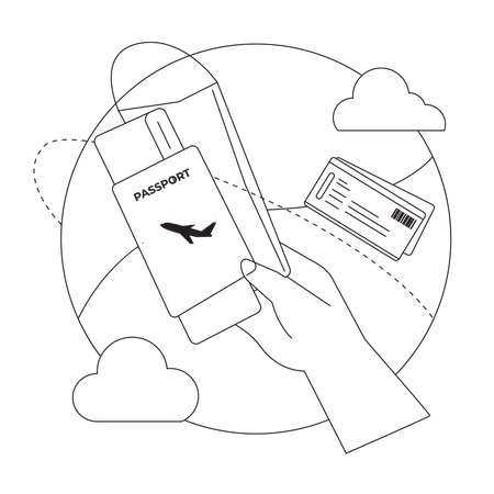 Travel Ticket And Passport  Illustration