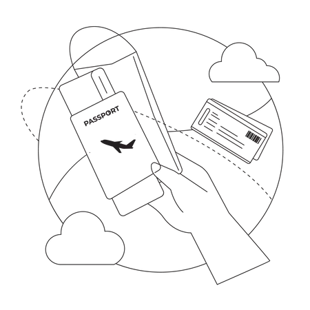 Travel Ticket And Passport  Illustration