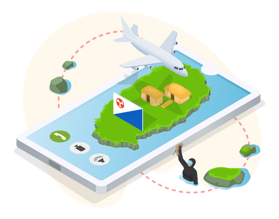 Travel to South korea by plane  Illustration