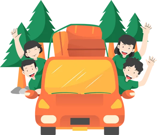 Travel with family Illustration