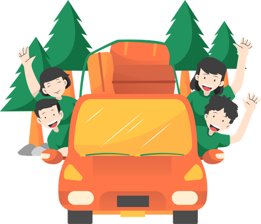 Travel with family  イラスト