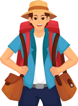 Traveler Boy Character Design Illustration Illustration