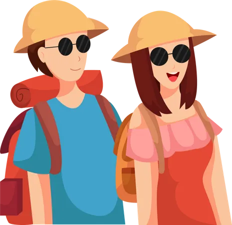 Traveler Couple Character Design Illustration Illustration