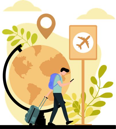 Traveler finding destination  Illustration