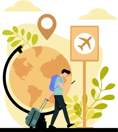 Traveler finding destination  Illustration