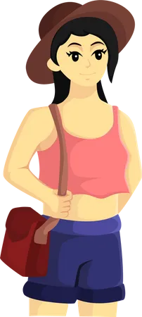 Traveler Girl Character Design Illustration Illustration