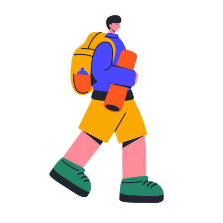 Traveler going for camping  Illustration