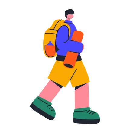 Traveler going for camping  Illustration