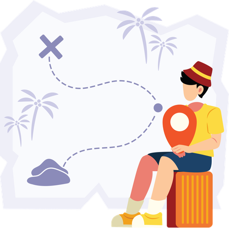 Traveler holding location marker  Illustration