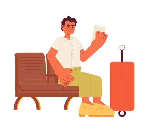 Traveler looking on smartphone  Illustration