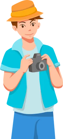 Traveler Man clicking photo  Illustration