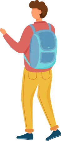 Traveler Student Walking with Backpack Illustration