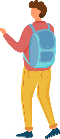 Traveler Student Walking with Backpack  Illustration