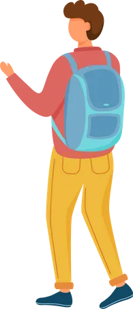 Traveler Student Walking with Backpack  Illustration