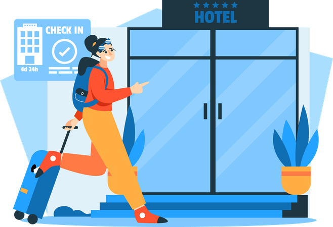 Traveler will stay at the hotel  Illustration