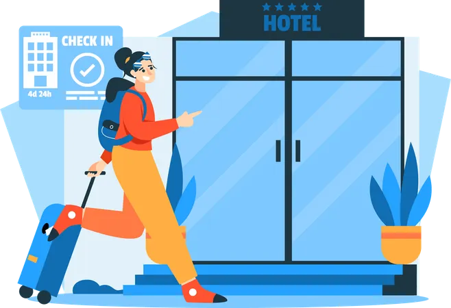 Traveler will stay at the hotel  Illustration