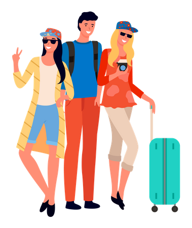 Traveler with luggage  Illustration