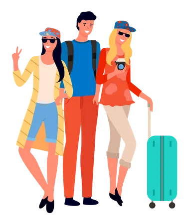 Traveler with luggage  Illustration