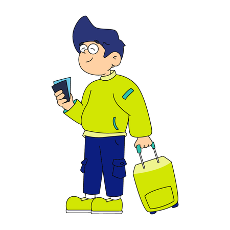 Traveler with Suitcase  Illustration