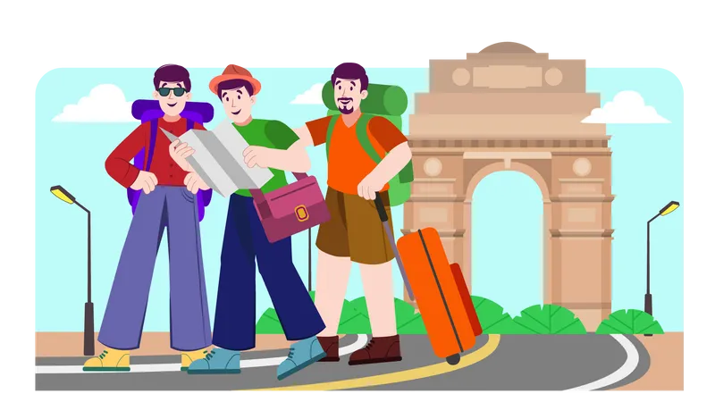 Travelers visiting india  Illustration