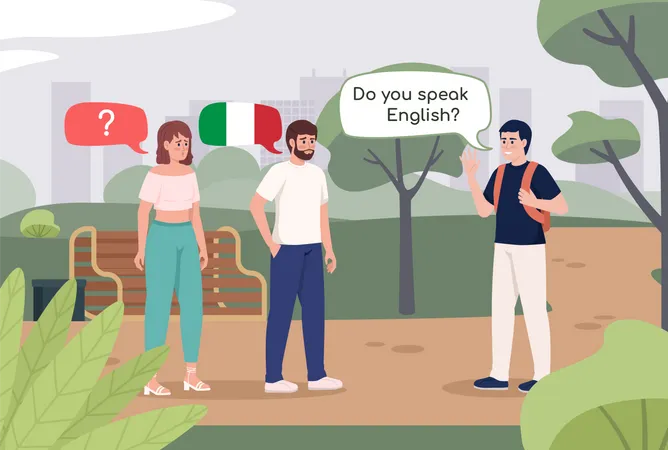 Traveling without speaking Italian  Illustration