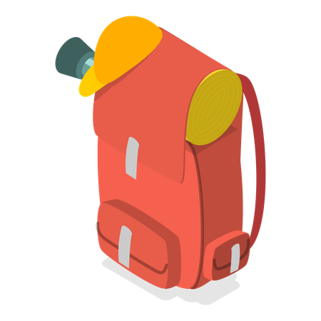 Traveller bag along with camping equipment  Illustration