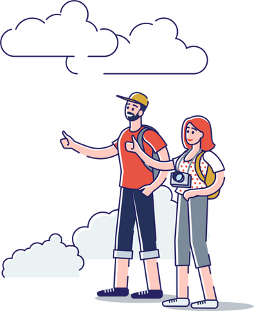 Traveller couple enjoying travelling  Illustration