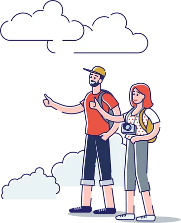 Traveller couple enjoying travelling  Illustration