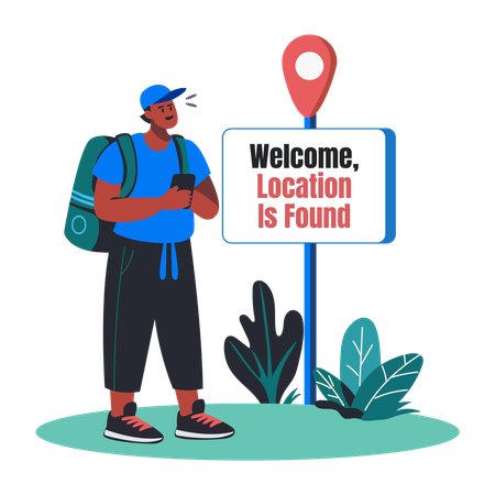 Traveller finding location  Illustration