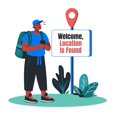 Traveller finding location  Illustration