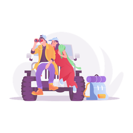 Travelling Couple  Illustration