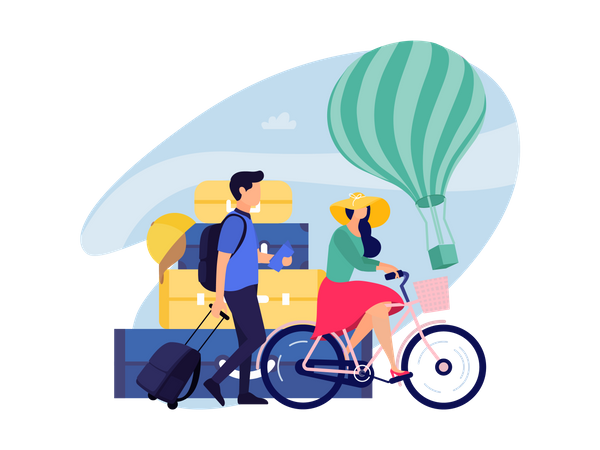 Travelling Couple  Illustration
