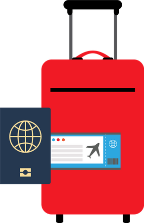 Travelling Luggage and Passport  Illustration