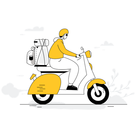 Travelling on bike  Illustration