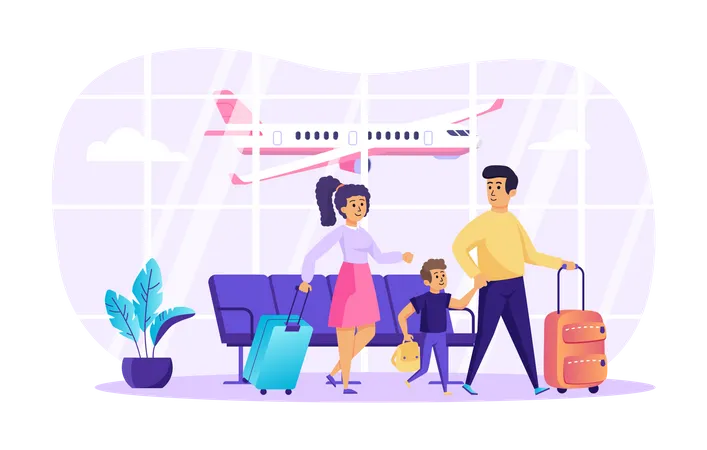 Travelling with family Illustration