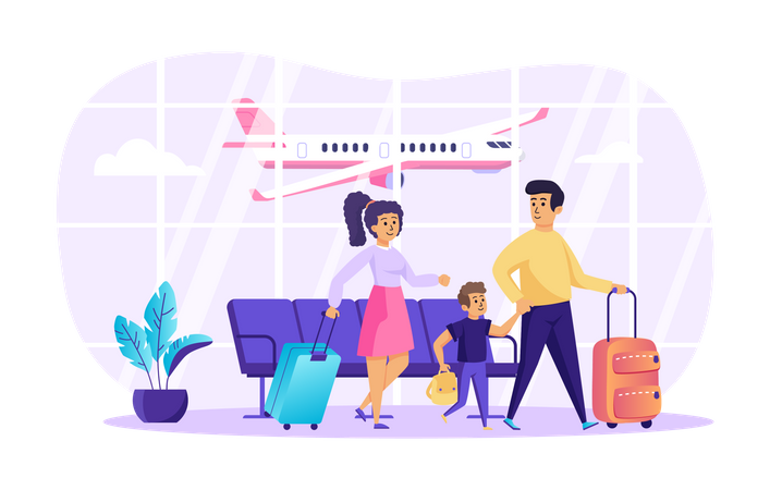 Travelling with family  Illustration