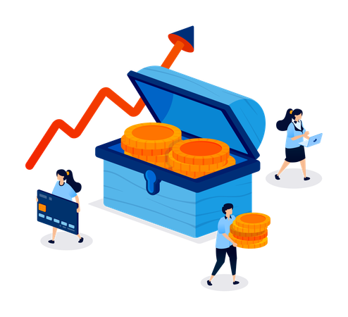 Treasures Earned From Long Term Investments Representing Growth Wealth and Financial Patience  Illustration