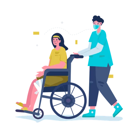 Treating patient in wheelchair Illustration