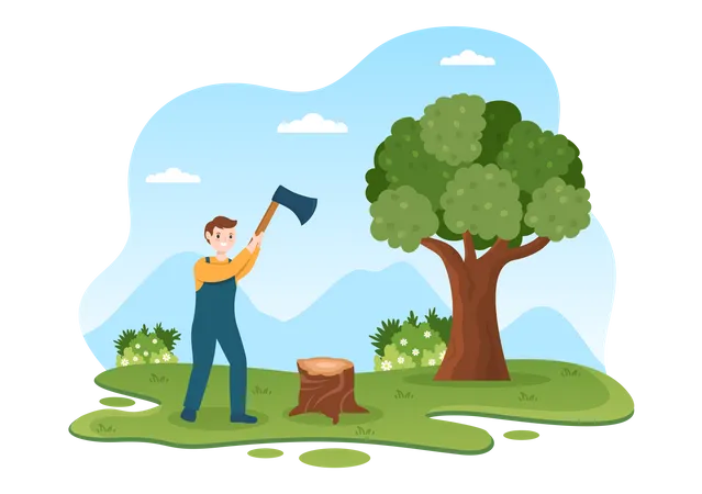 Tree Cutting  Illustration